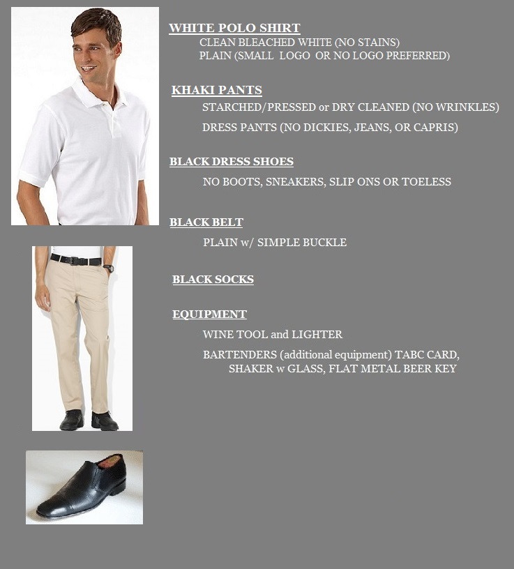 White Polo and Khaki Pants Trinity Event Staffing uniforms