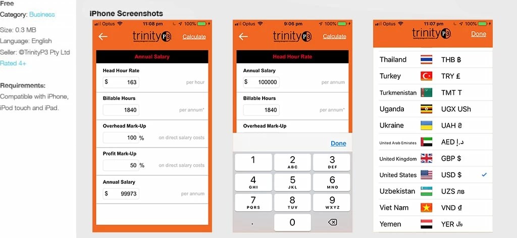 Mobile Apps for Business Resource Rate Head Hour Calculator