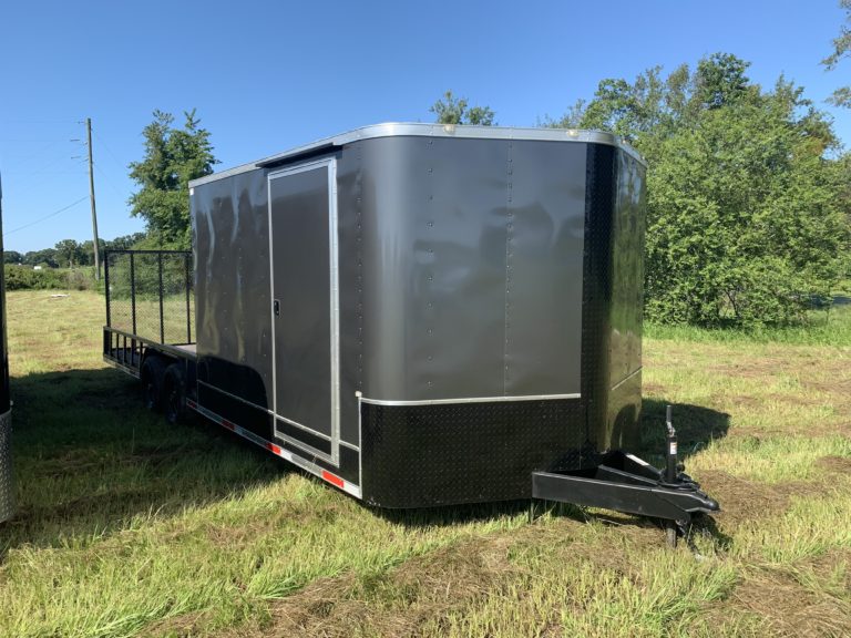 8.5 x 24 Tandem axle Hybrid Trailer 10 Foot Enclosed 14 Foot Open