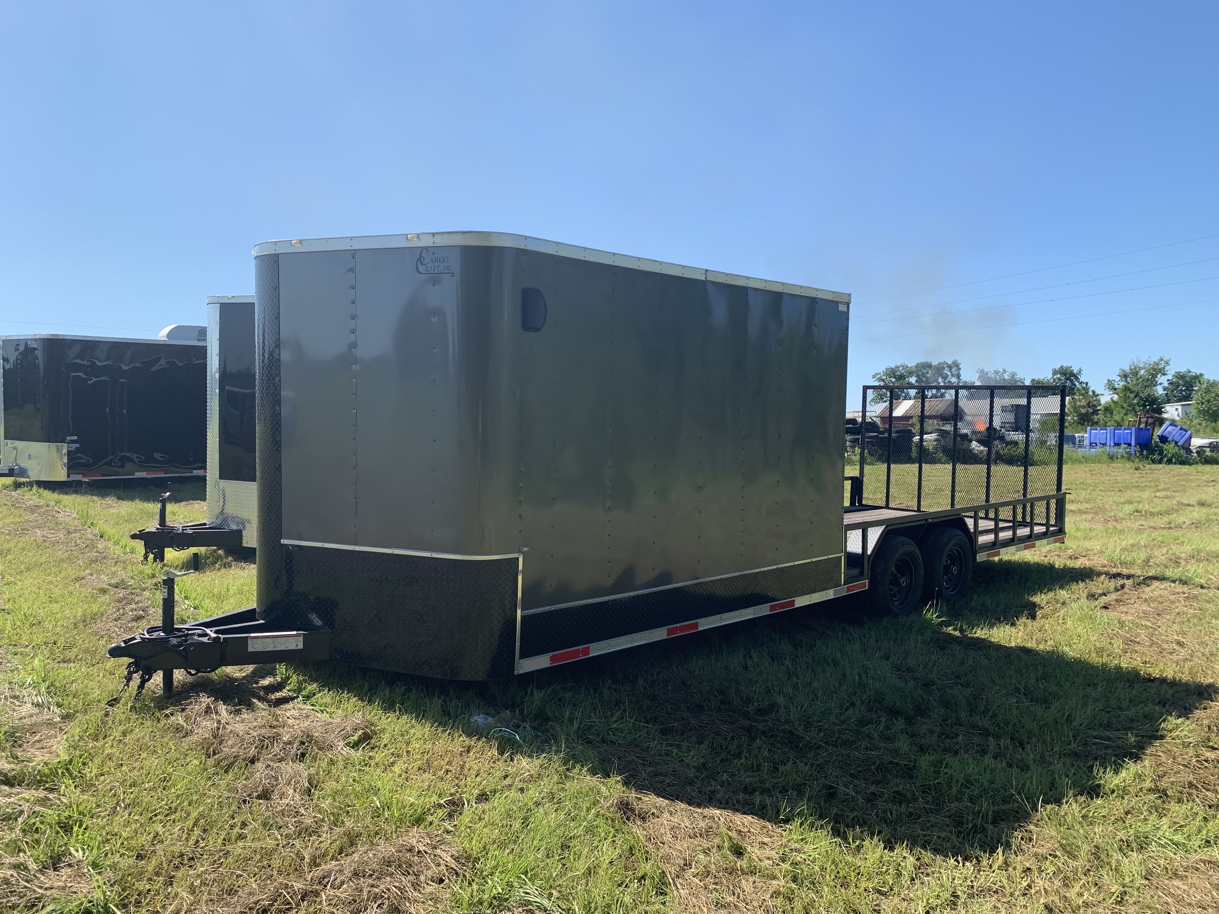 8.5 x 24 Tandem axle Hybrid Trailer 10 Foot Enclosed 14 Foot Open
