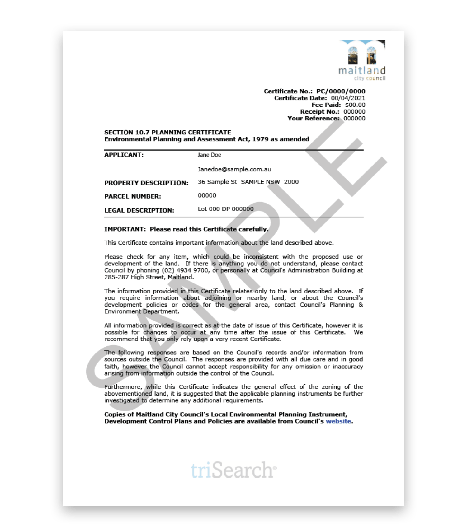 Section 10.7 Certificate triSearch