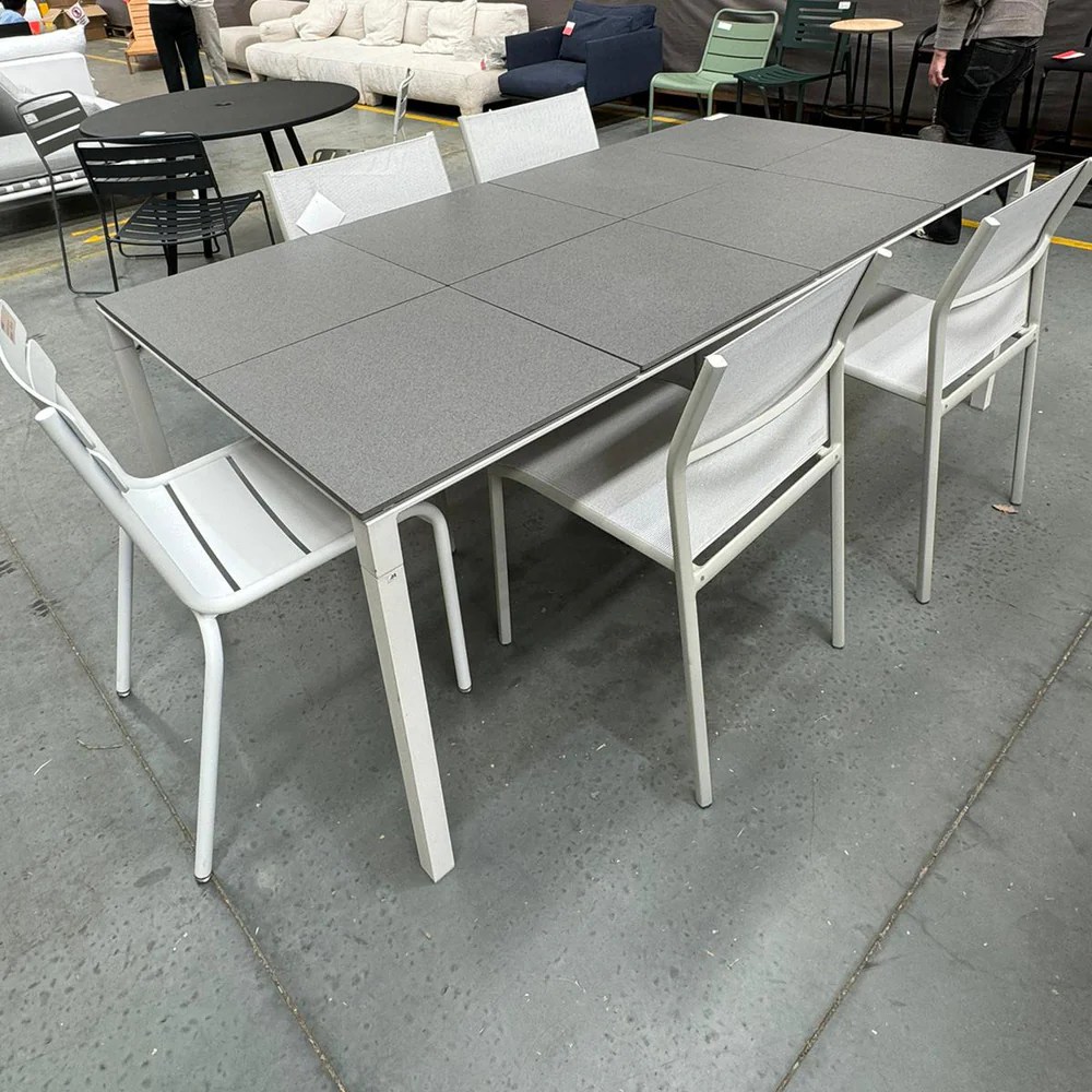 Pure Dining Table Rectangular Tiles Lava Grey Aluminium Floor