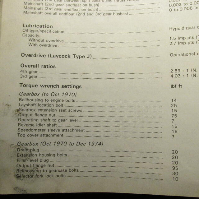 Bellhousing Torque Spec Spitfire & GT6 Forum The Triumph Experience