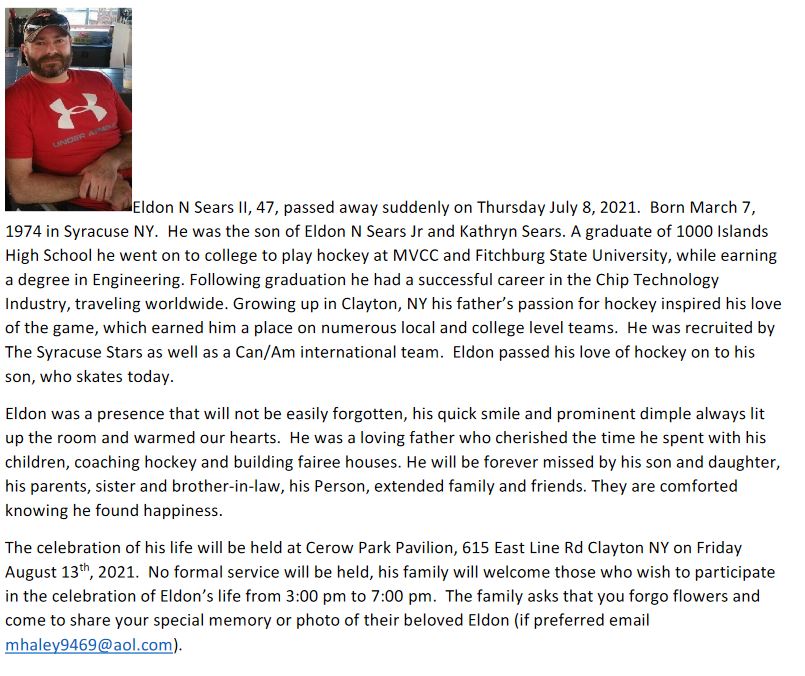 8/10/2021 Eldon N. Sears II, Formerly of Clayton