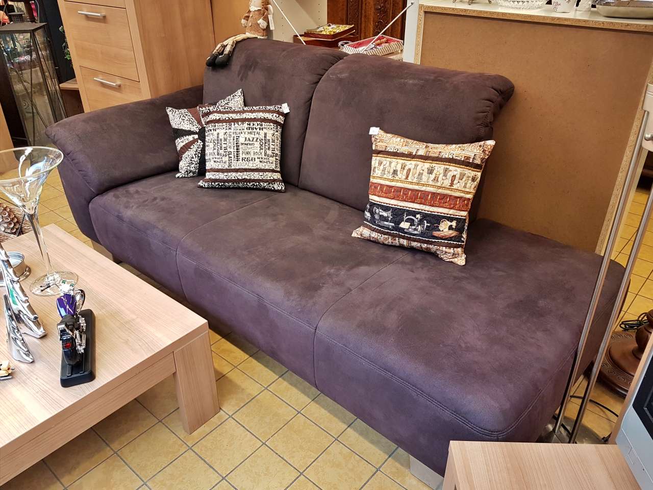 Rabattaktion 30% Sofa Liege Recamiere Stoff braun