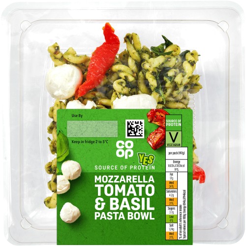 Coop Mozzarella Tomato & Basil Pasta Bowl (197g) Compare Prices