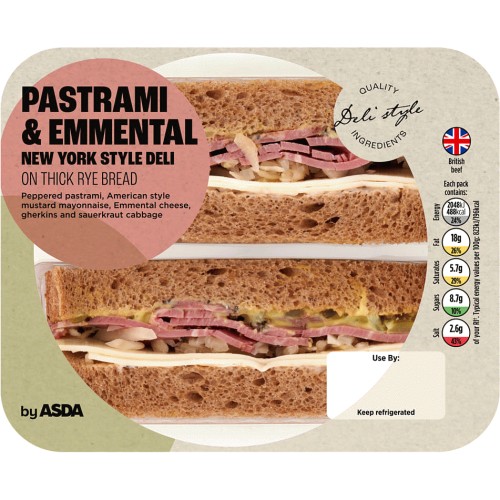 ASDA Pastrami & Emmental New York Style Deli on Thick Rye Bread