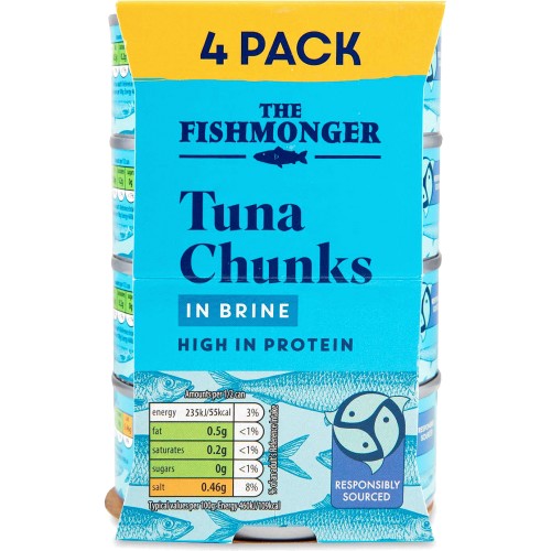The Fishmonger Tuna Chunks In Brine (4x102g Drained) (4 x 145g) Compare Prices & Where To Buy