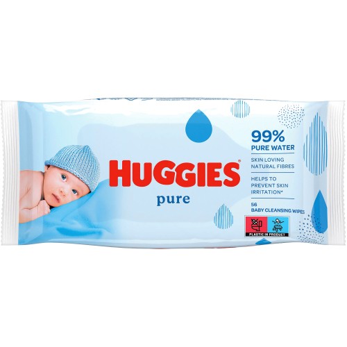 Huggies Pure Sensitive Newborn Wet Baby Wipes 99 Water (56 Wipes) (1