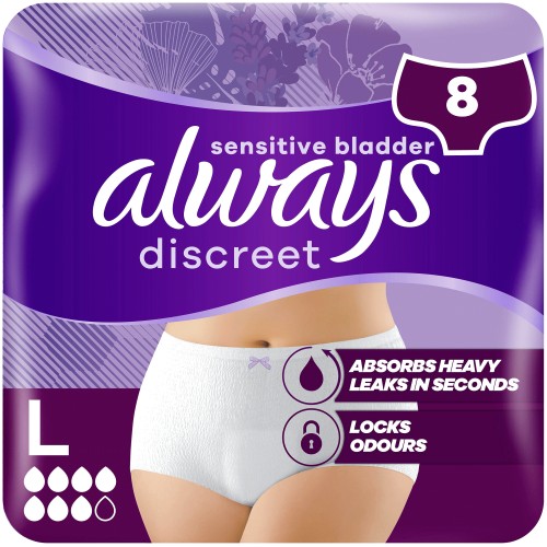 Always Discreet Underwear Incontinence Pants Plus Large (8) Compare