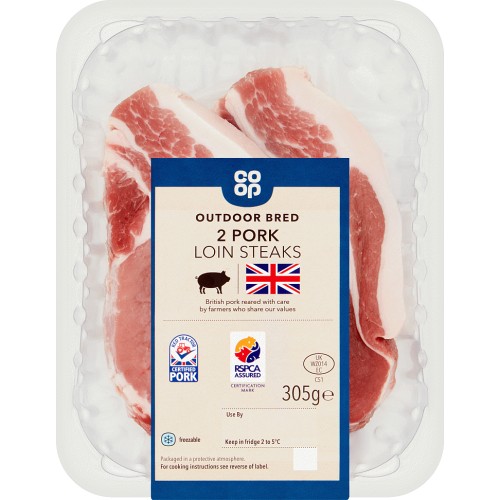 Coop Outdoor Bred 2 Pork Loin Steaks (305g) Compare Prices & Where
