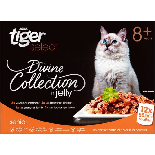 ASDA Tiger Select Divine Collection in Jelly Senior Cat Food Pouches (12 x 85g) Compare Prices