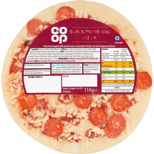 Coop Snack Pepperoni Pizza (114g) Compare Prices & Where To Buy