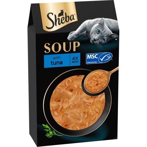 Sheba Classics Soup Adult Wet Cat Food Pouches with Tuna Fillets (4 x
