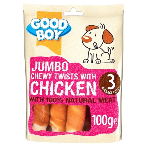 Good Boy Jumbo Twisters with Chicken Dog Treats (100g) Compare Prices