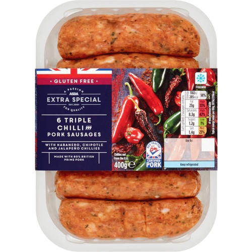 ASDA Extra Special 10 Triple Chilli Pork Sausages (667g) Compare