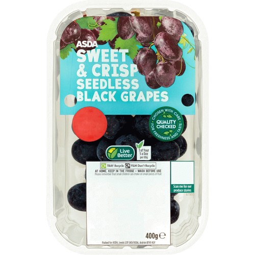 ASDA Sweet & Crisp Seedless Black Grapes (400g) Compare Prices