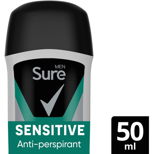 Sure Men Antiperspirant Deodorant Stick Sensitive (50ml) Compare