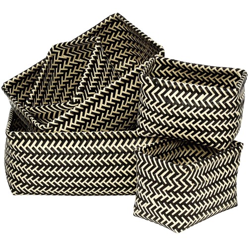 Premier Housewares Black and White Woven Storage Basket Set of 5 Compare Prices & Where To Buy
