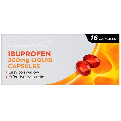 Superdrug Ibuprofen Liquid Capsules (16 x 200mg) Compare Prices