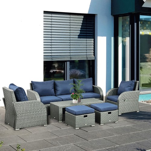 Outsunny 7 Seater Grey Rattan Sofa Lounge Set Compare Prices & Where