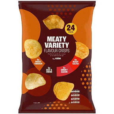 ASDA Meaty Variety Flavour Crisps (24 x 25g, 600g) Compare Prices