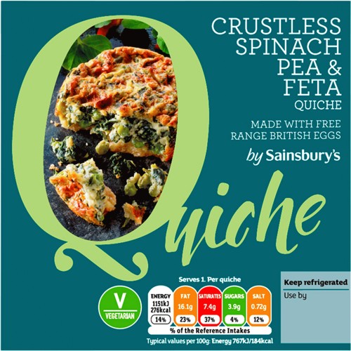 Sainsbury's Crustless Spinach Pea & Feta Quiche (150g) Compare Prices