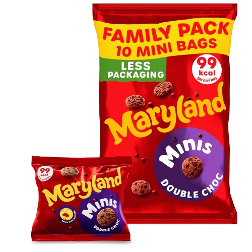Maryland Cookies Minis Double Choc 10 Mini Bags (198g) Compare Prices