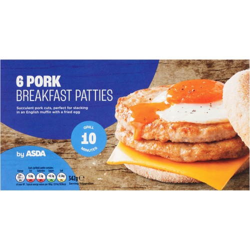 ASDA 6 Pork Breakfast Patties (342g) Compare Prices & Where To Buy