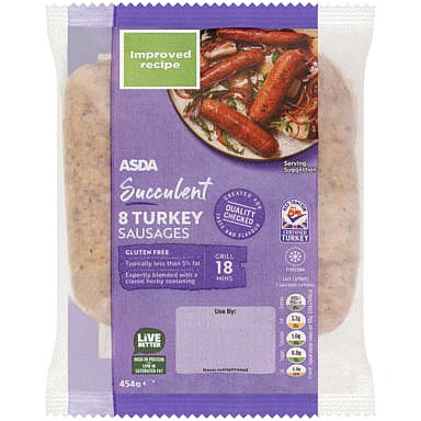 ASDA 8 Succulent Turkey Sausages (454g) Compare Prices & Where To Buy Trolley.co.uk