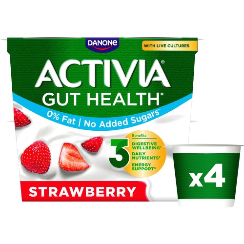 Activia Raspberry No Added Sugar 0 Fat Yogurt (4 x 120g, 480g