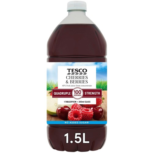 Tesco Quadruple Strength Cherries & Berries Squash No Added Sugar (1.5