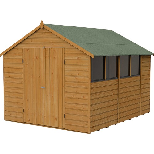 Forest Garden 10x8ft Double Door Shiplap Dip Treated Apex Garden Shed