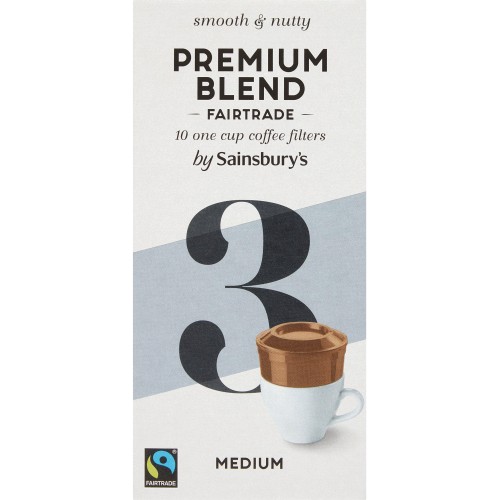 Sainsbury's Fairtrade Premium Blend One Cup Coffee Filters (10 x 75g