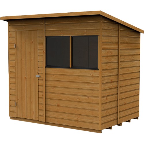 Forest Garden 7x5ft Shiplap Dip Treated Pent Garden Shed with Windows