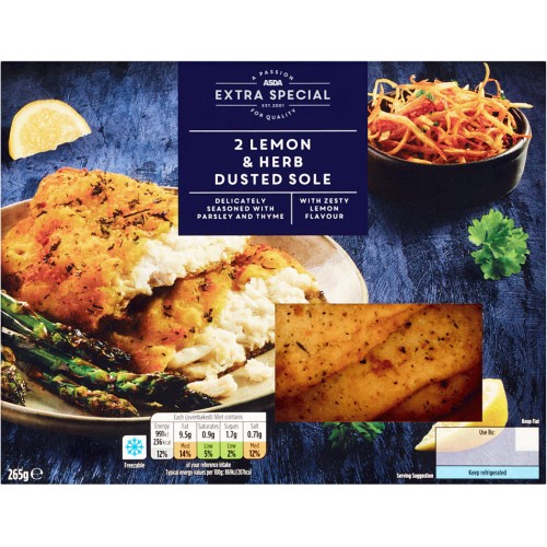 ASDA Extra Special 2 Lemon & Herb Dusted Sole (265g) Compare Prices
