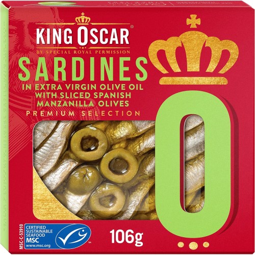 King Oscar MSC Sardines with Sliced Spanish Manzanilla Olives in Extra