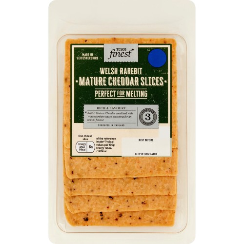 Tesco Finest Welsh Rarebit Mature Cheddar Slices (150g) Compare