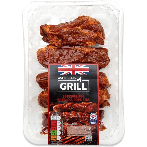 Ashfields Grill Bourbon & BBQ Flavour Boneless Pork Ribs (400g