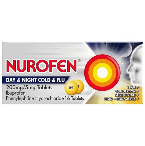 Nurofen Cold & Flu Day & Night Relief Tablets 16 Pack (16 x 200mg, 5mg