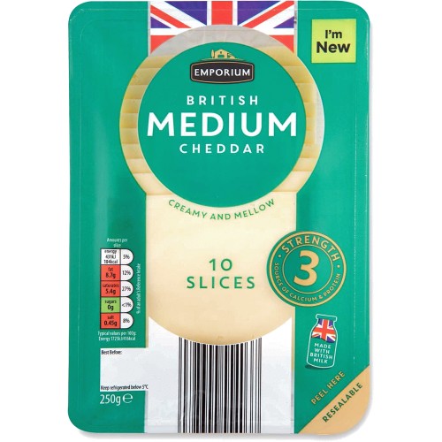 Emporium British Medium Cheddar Cheese 10 Slices Compare Prices