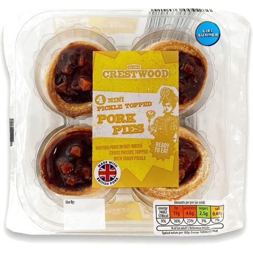 Pork Farms 4 Mini Pork & Branston Pork Pies (200g) Compare Prices Trolley.co.uk