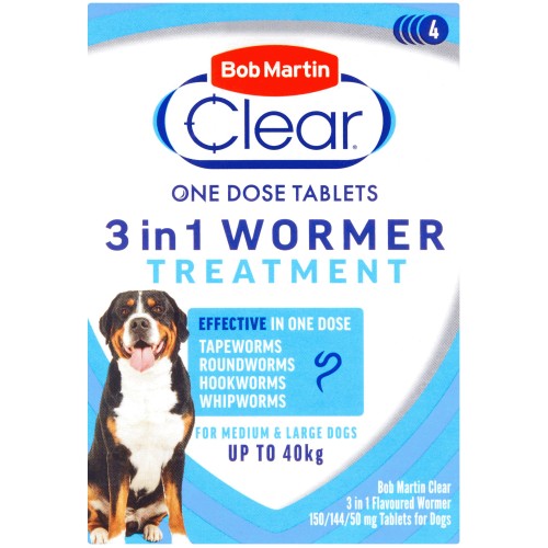 Bob Martin Clear 3 In 1 Wormer Tablets for Dogs (4 x 50mg) Compare