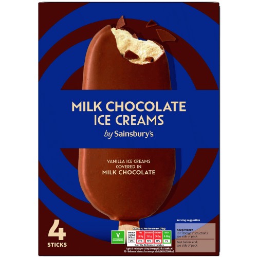 Sainsbury's Milk Chocolate Ice Creams (4 x 75g) Compare Prices