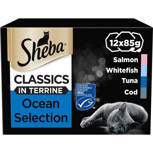 Sheba Classics Wet Cat Food Trays Ocean Collection in Terrine (12 x 85g
