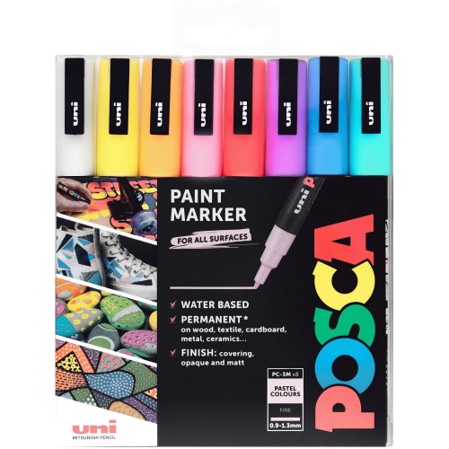 Uni Posca 8 Paint Marker Pastel Colours PC3M Fine 0.91.3mm (8) Compare Prices & Where To Buy