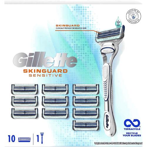 Gillette Skin Guard Sensitive Men's Razor with 10 Refill Blades