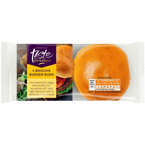 Sainsbury's Brioche Burger Buns Taste the Difference (4) Compare