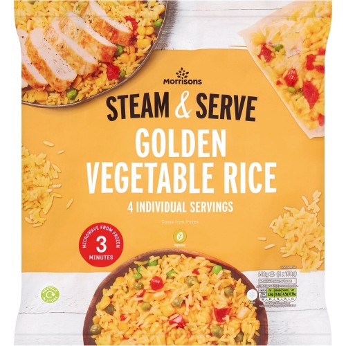 Morrisons 4 Steam & Serve Golden Vegetable Rice (640g) Compare Prices