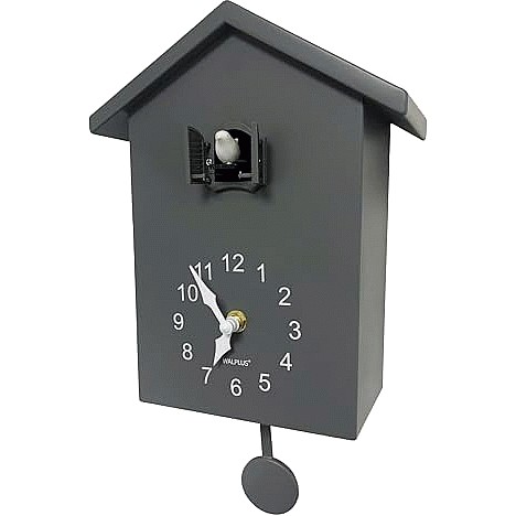WALPLUS Minimalist Cuckoo Clock Grey Pendulum Quartz Bird Clock